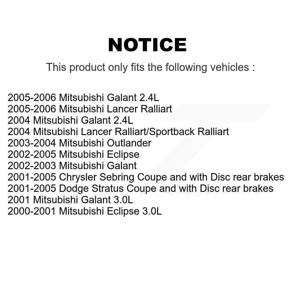 Rotor de frein à disque avant (1 pièce seulement) pour Chrysler Sebring Mitsubishi Lancer