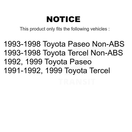 Tambour de frein arrière (1 pièce seulement) pour Toyota Tercel Paseo 8-9547