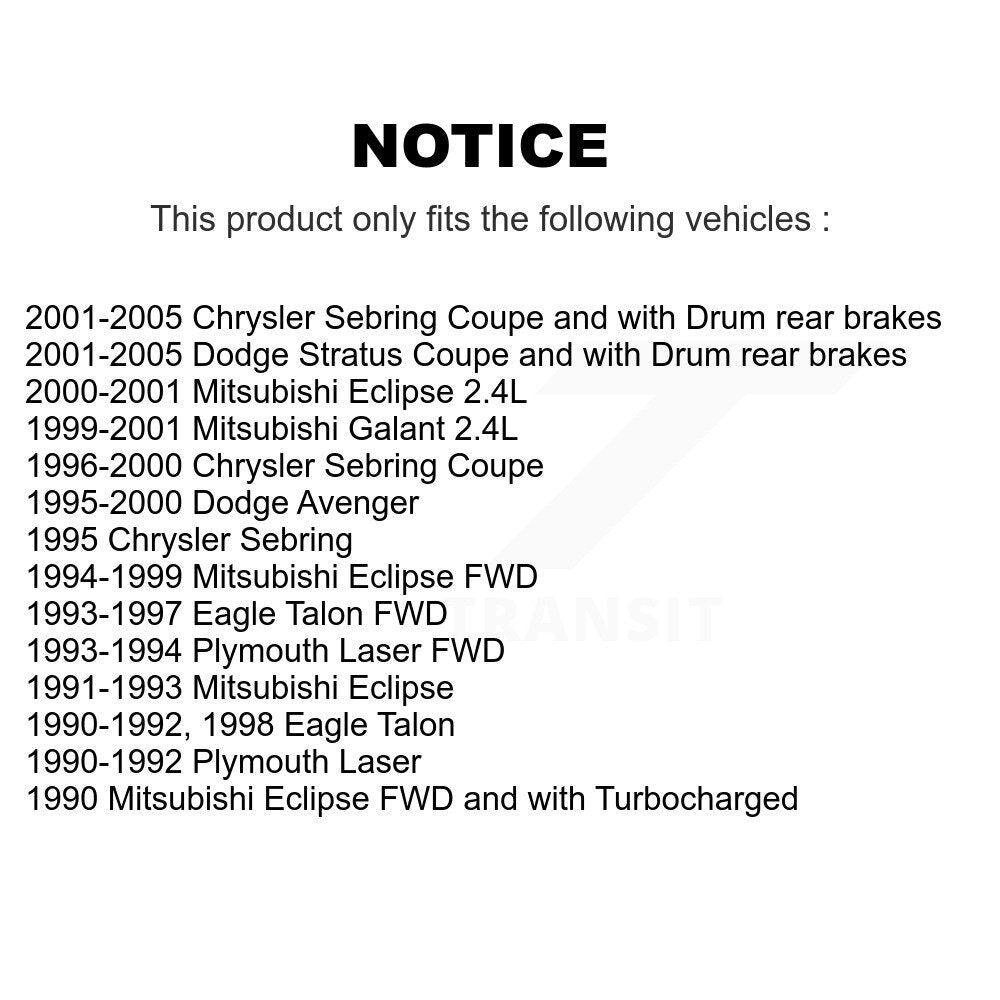 Rotor de frein à disque avant (1 pièce seulement) pour Chrysler Sebring Eagle Talon Eclipse