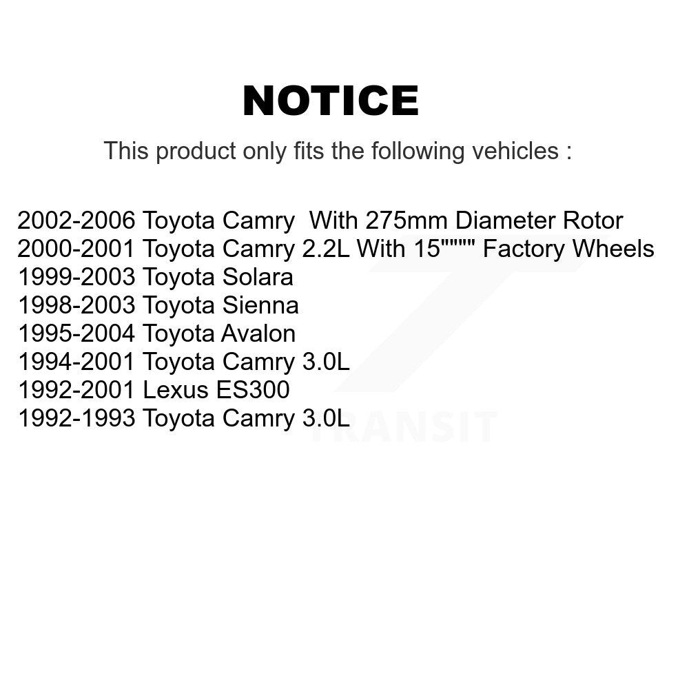 Rotor de frein à disque avant (1 pièce seulement) pour Toyota Camry Sienna Solara Avalon