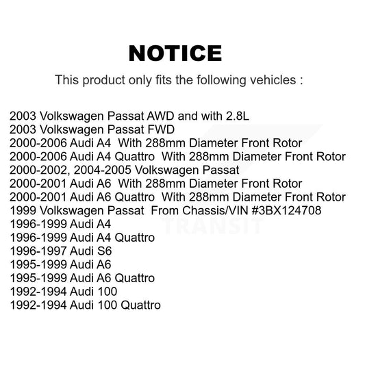 Rotor de frein à disque avant (1 pièce seulement) pour Audi A4 Quattro Volkswagen Passat A6