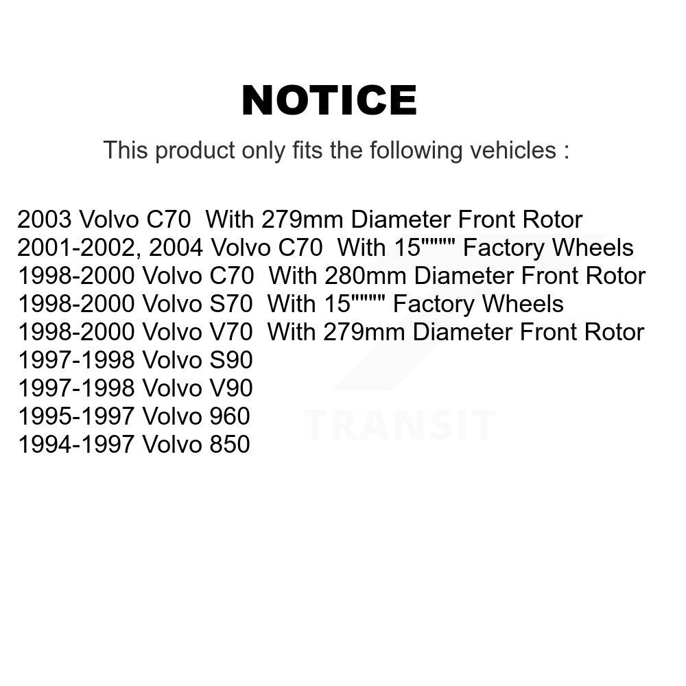 Rotor de frein à disque avant (1 pièce seulement) pour Volvo S70 850 V70 C70 960 S90 V90