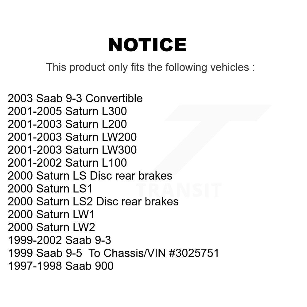 Rotor de frein à disque arrière (1 pièce seulement) pour Saab Saturn 9-3 L200 L300 L100 LW200 L