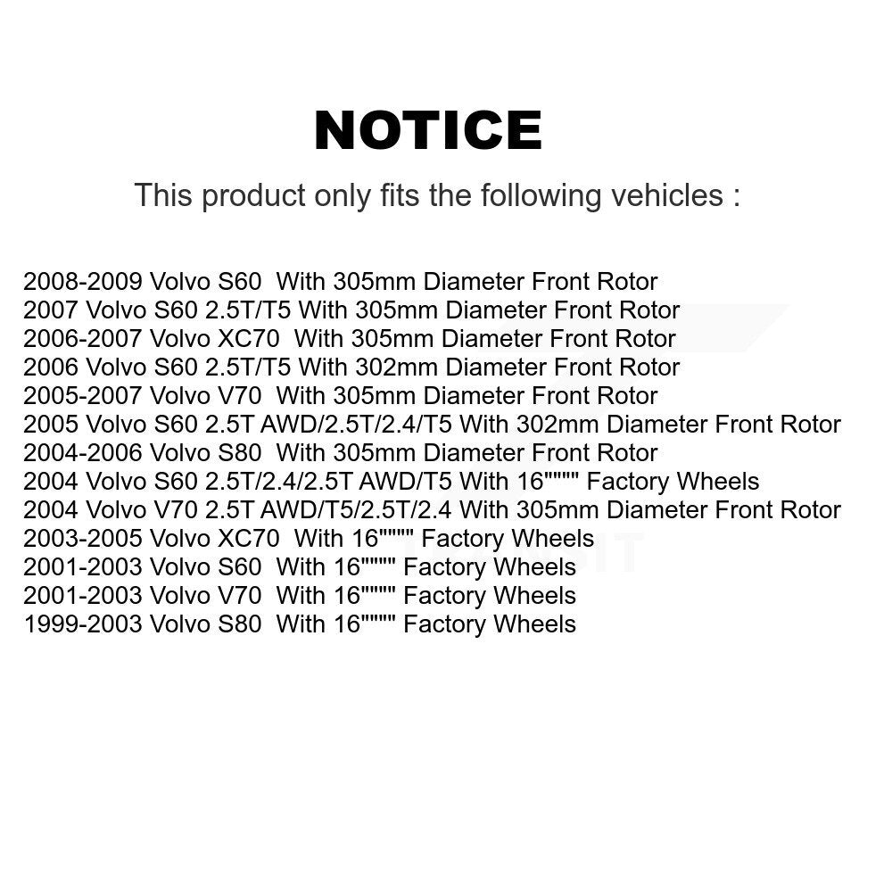 Rotor de frein à disque avant (1 pièce seulement) pour Volvo S60 XC70 V70 S80 8-980050