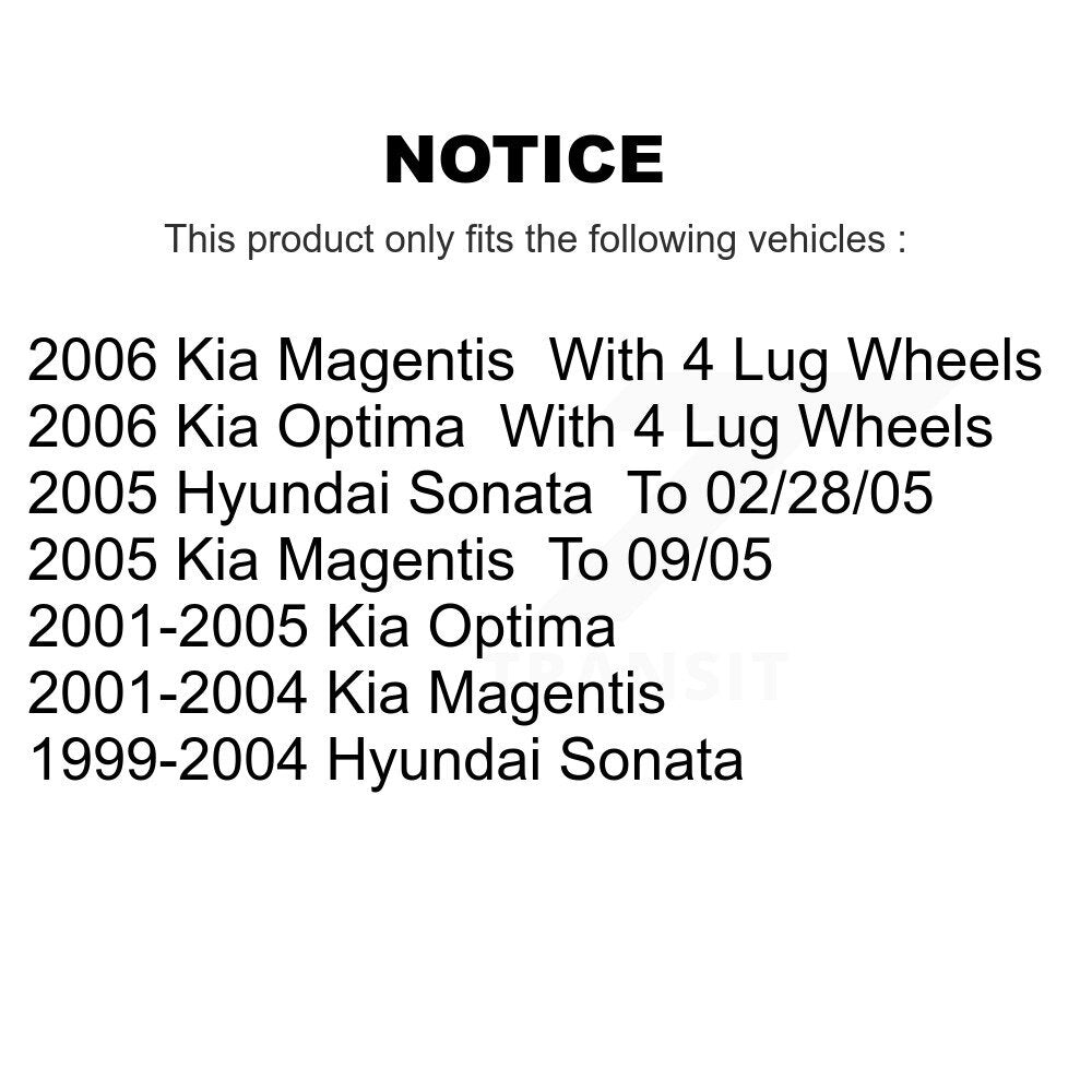 Rotor de frein à disque arrière (1 pièce seulement) pour Hyundai Sonata Kia Optima Magentis