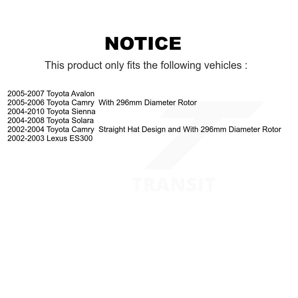Rotor de frein à disque avant (1 pièce seulement) pour Toyota Sienna Camry Solara Avalon