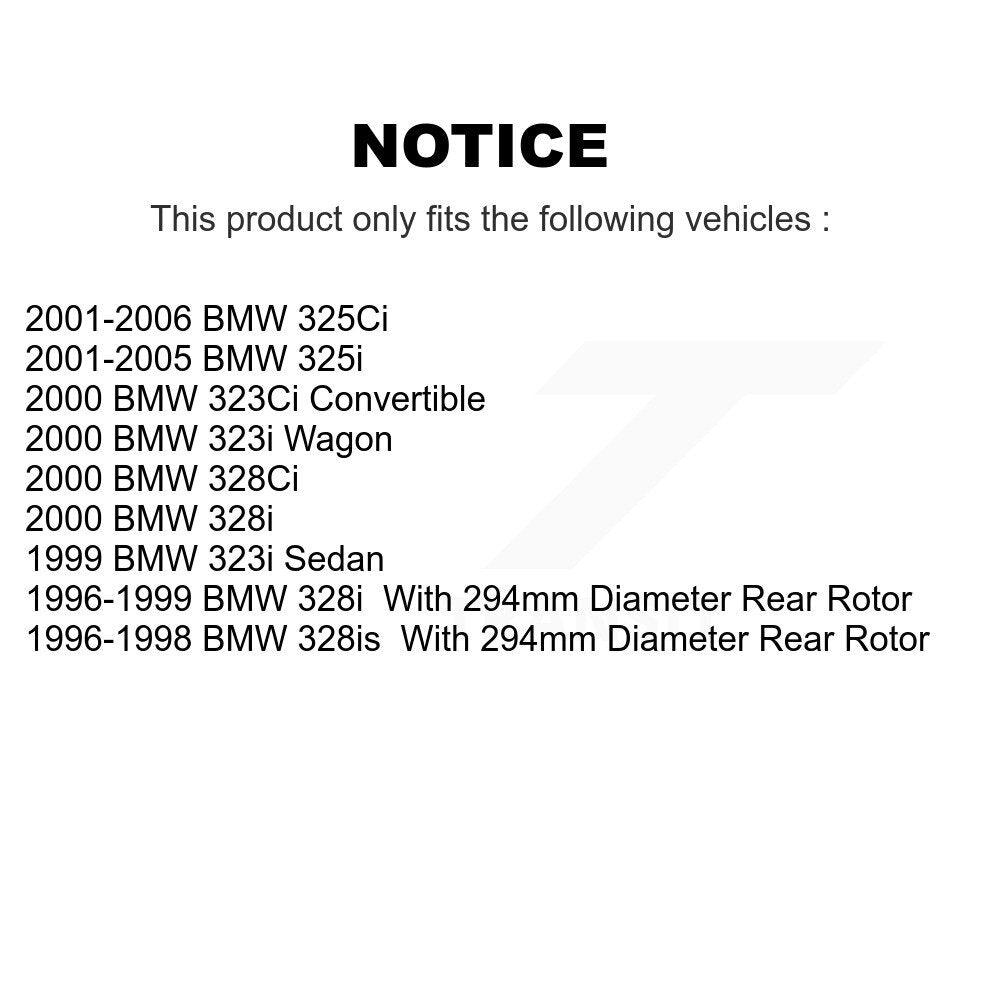 Rotor de frein à disque arrière (1 pièce seulement) pour BMW 325i 325Ci 328i 323i 323Ci 328is