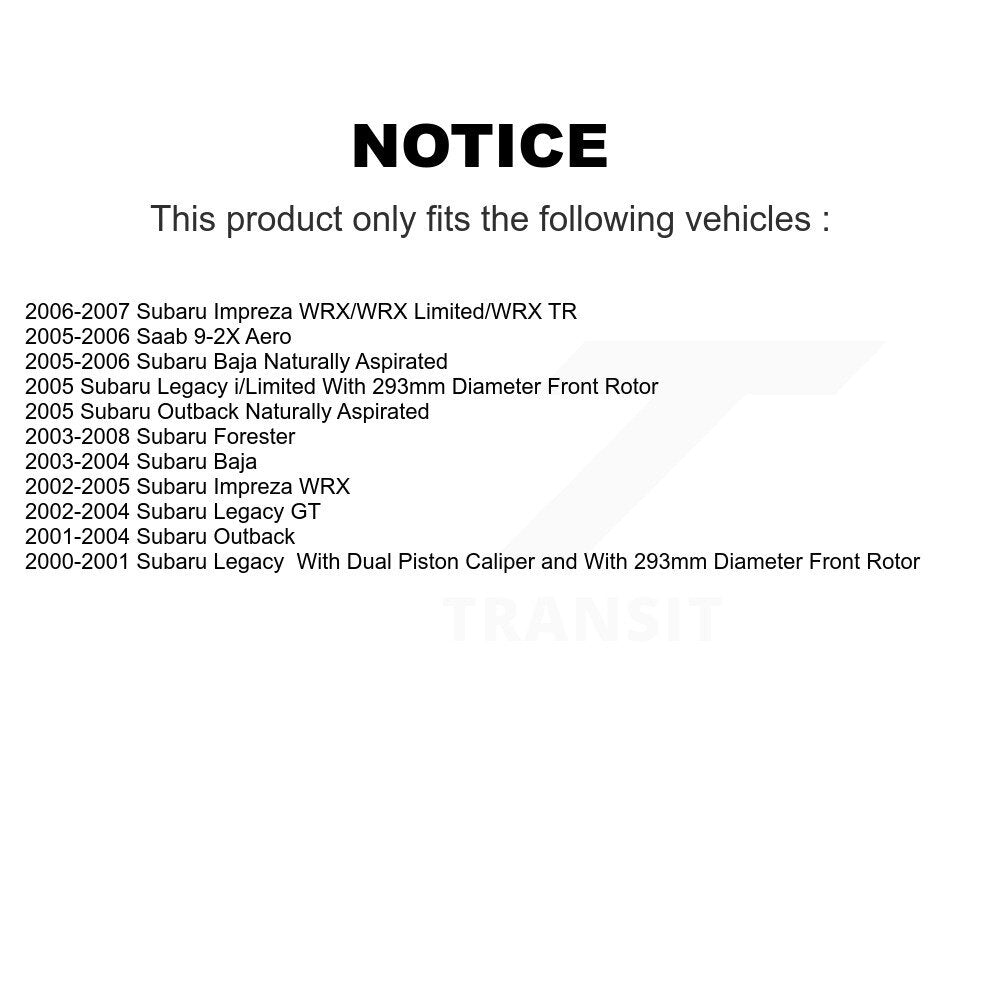 Rotor de frein à disque avant (1 pièce seulement) pour Subaru Impreza Forester Outback Legac
