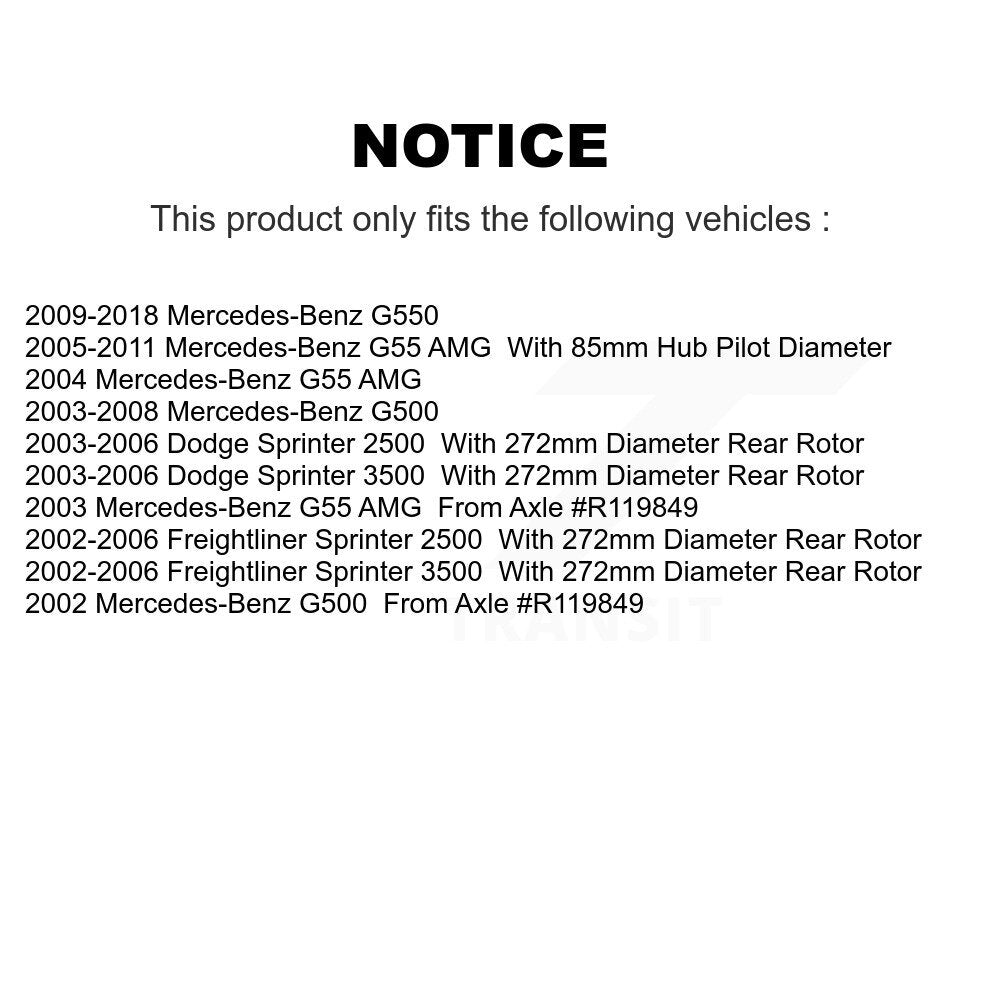 Rotor de frein à disque arrière (1 pièce seulement) pour Sprinter 2500 Dodge Freightliner 3500