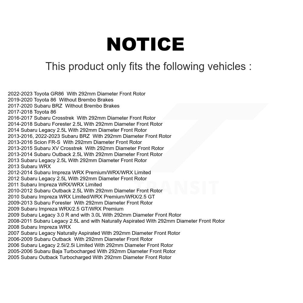 Rotor de frein à disque avant (1 pièce seulement) pour Subaru Forester Impreza Outback XV BR