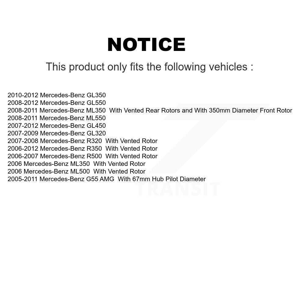 Rotor de frein à disque arrière (1 pièce seulement) pour Mercedes-Benz ML350 GL350 R350 GL320