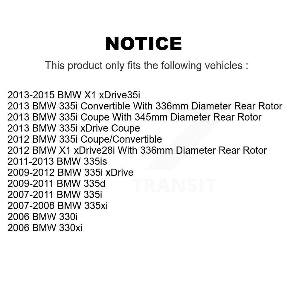 Rotor de frein à disque arrière (1 pièce seulement) pour BMW X1 335i xDrive 335xi 330i 330xi