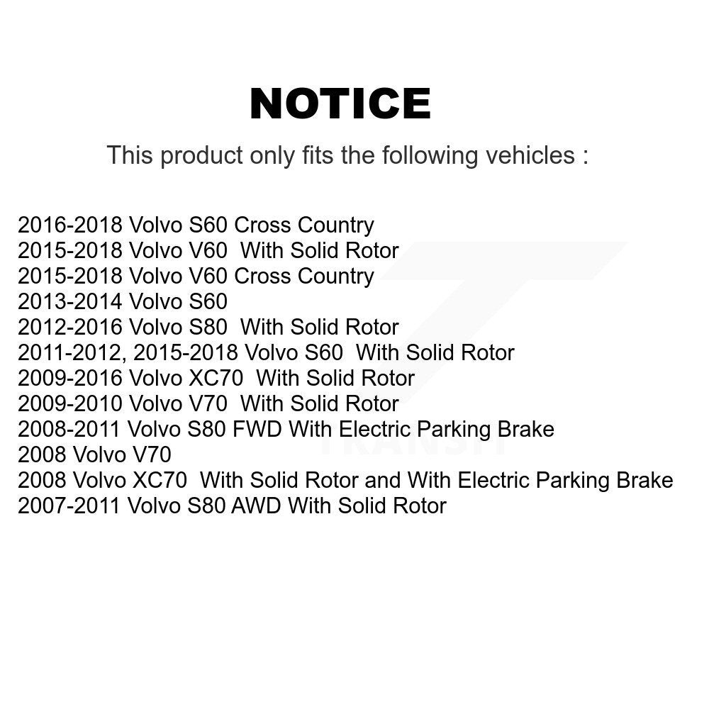 Rotor de frein à disque arrière (1 pièce seulement) pour Volvo XC70 S60 V60 S80 Cross Country