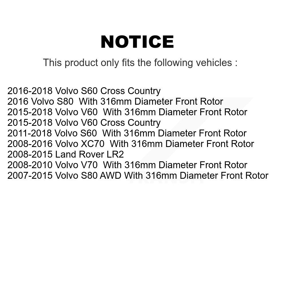 Rotor de frein à disque avant (1 pièce seulement) pour Volvo XC70 S60 Land Rover LR2 V60 S80