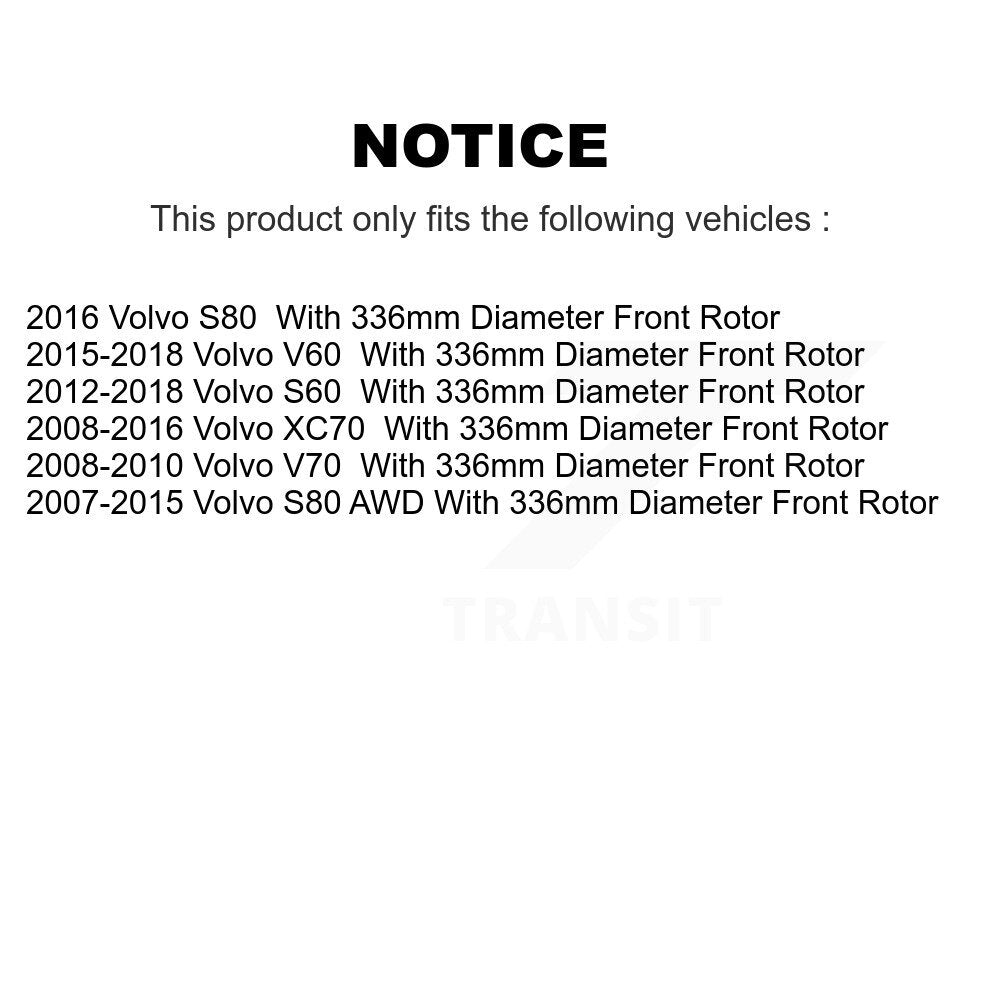 Rotor de frein à disque avant (1 pièce seulement) pour Volvo XC70 S60 V60 S80 V70 8-980659