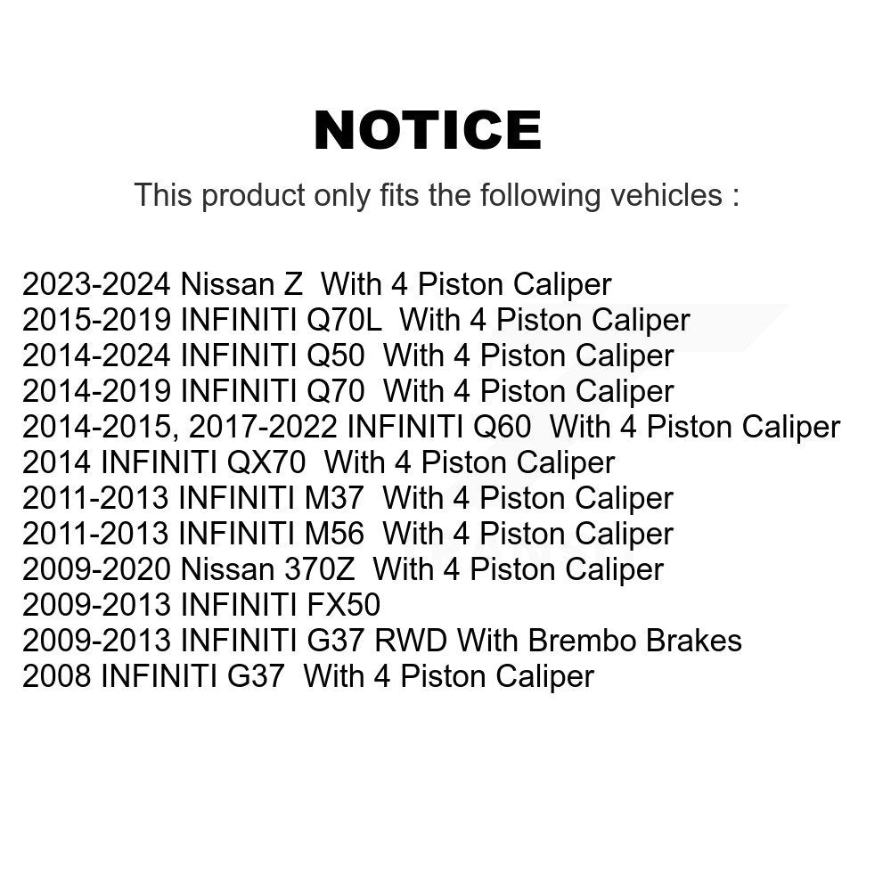 Rotor de frein à disque avant (1 pièce seulement) pour INFINITI Q50 G37 Nissan 370Z Q60 M37