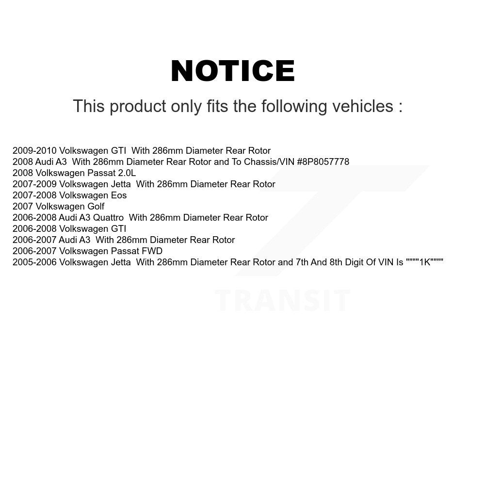 Rotor de frein à disque arrière (1 pièce seulement) pour Volkswagen Jetta GTI Passat Eos Audi A