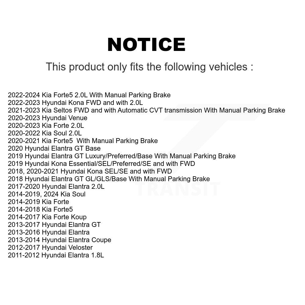 Rotor de frein à disque arrière (1 pièce seulement) pour Hyundai Elantra Kia Kona Forte Soul GT