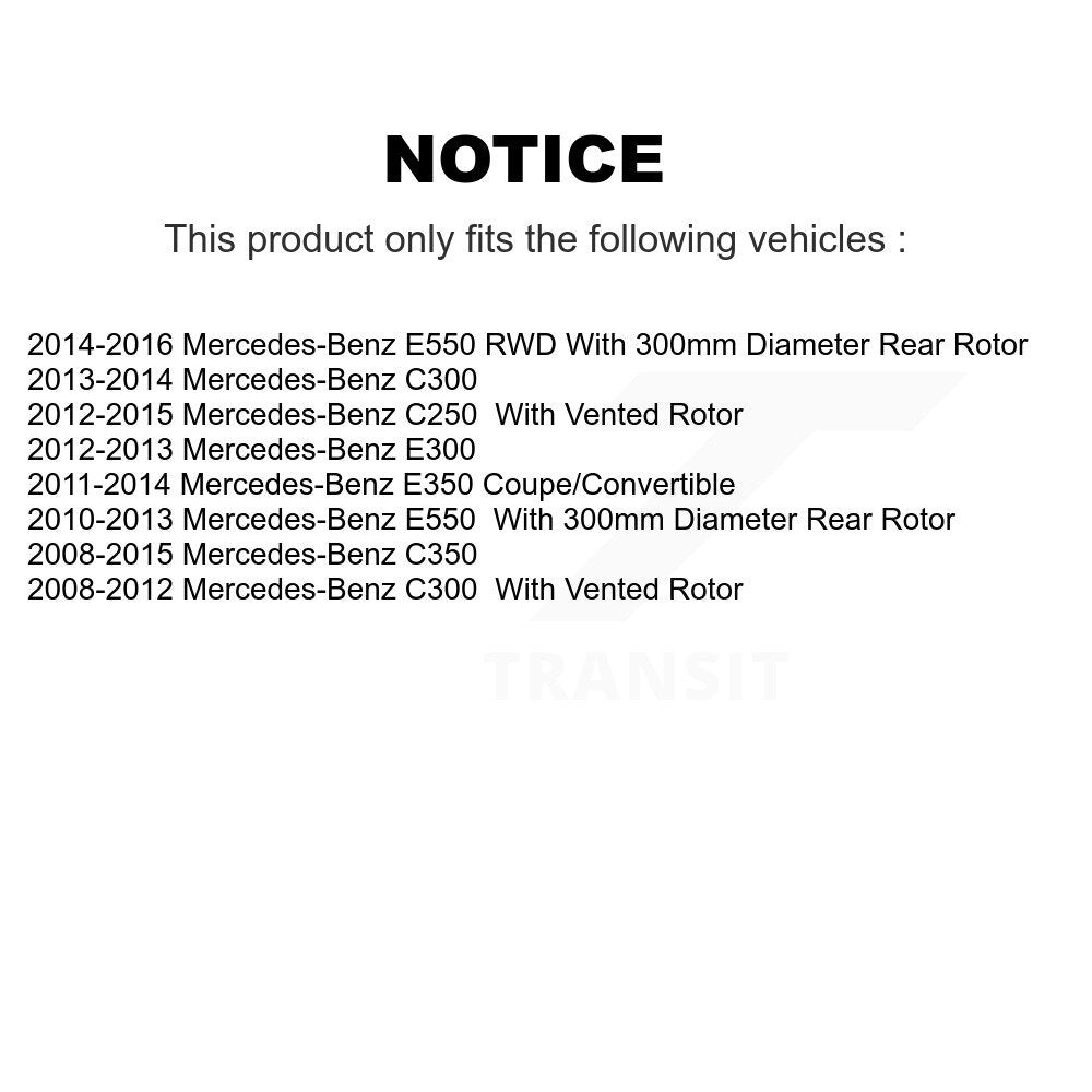 Rotor de frein à disque arrière (1 pièce seulement) pour Mercedes-Benz C300 C350 E350 C250 E550