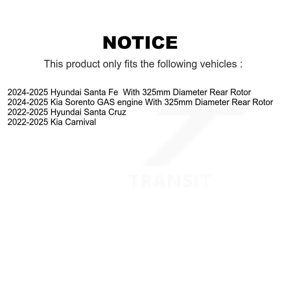 Rotor de frein à disque arrière (1 pièce seulement) pour Hyundai Kia Carnival Santa Cruz Fe