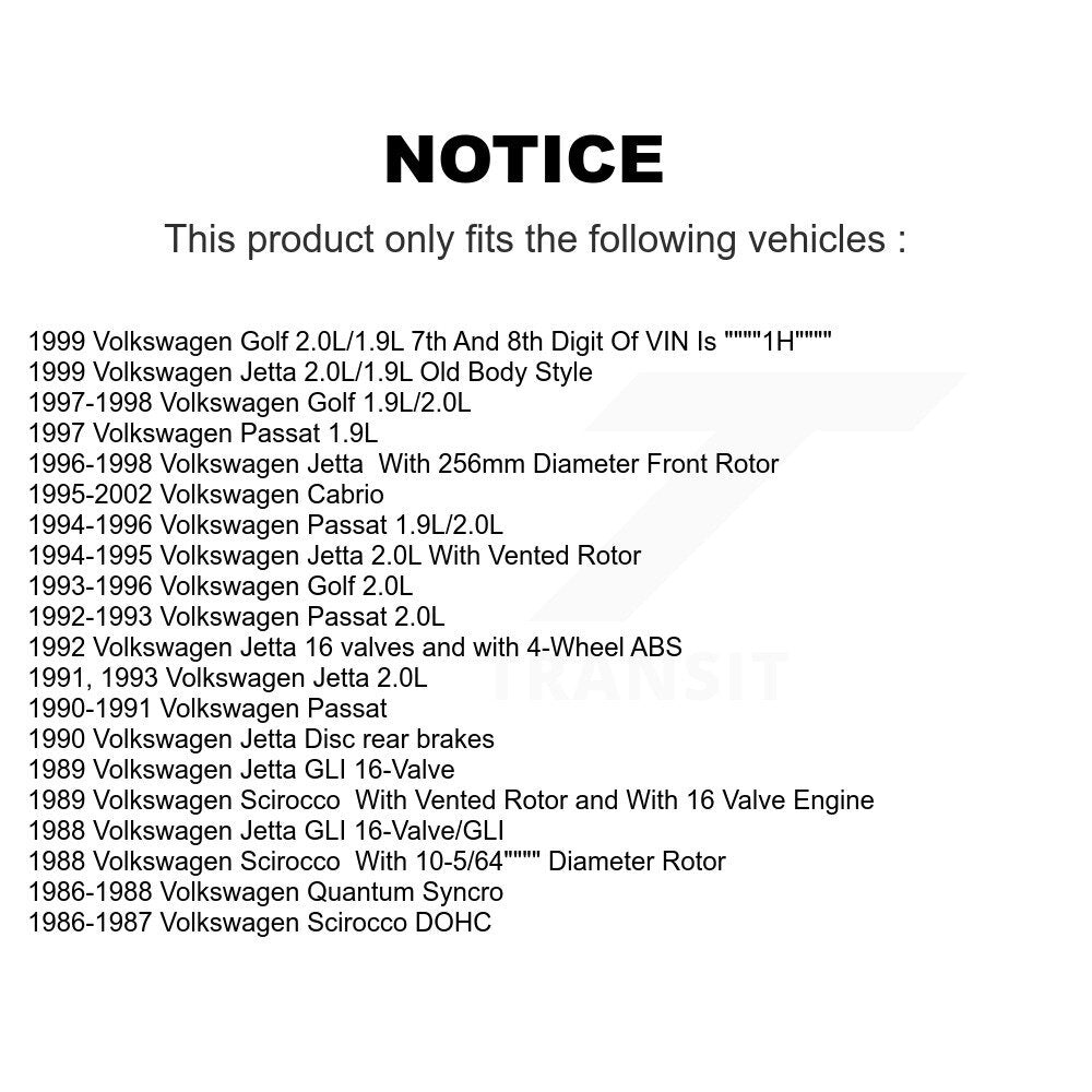 Rotor de frein à disque avant (1 pièce seulement) pour Volkswagen Jetta Cabrio Golf Passat