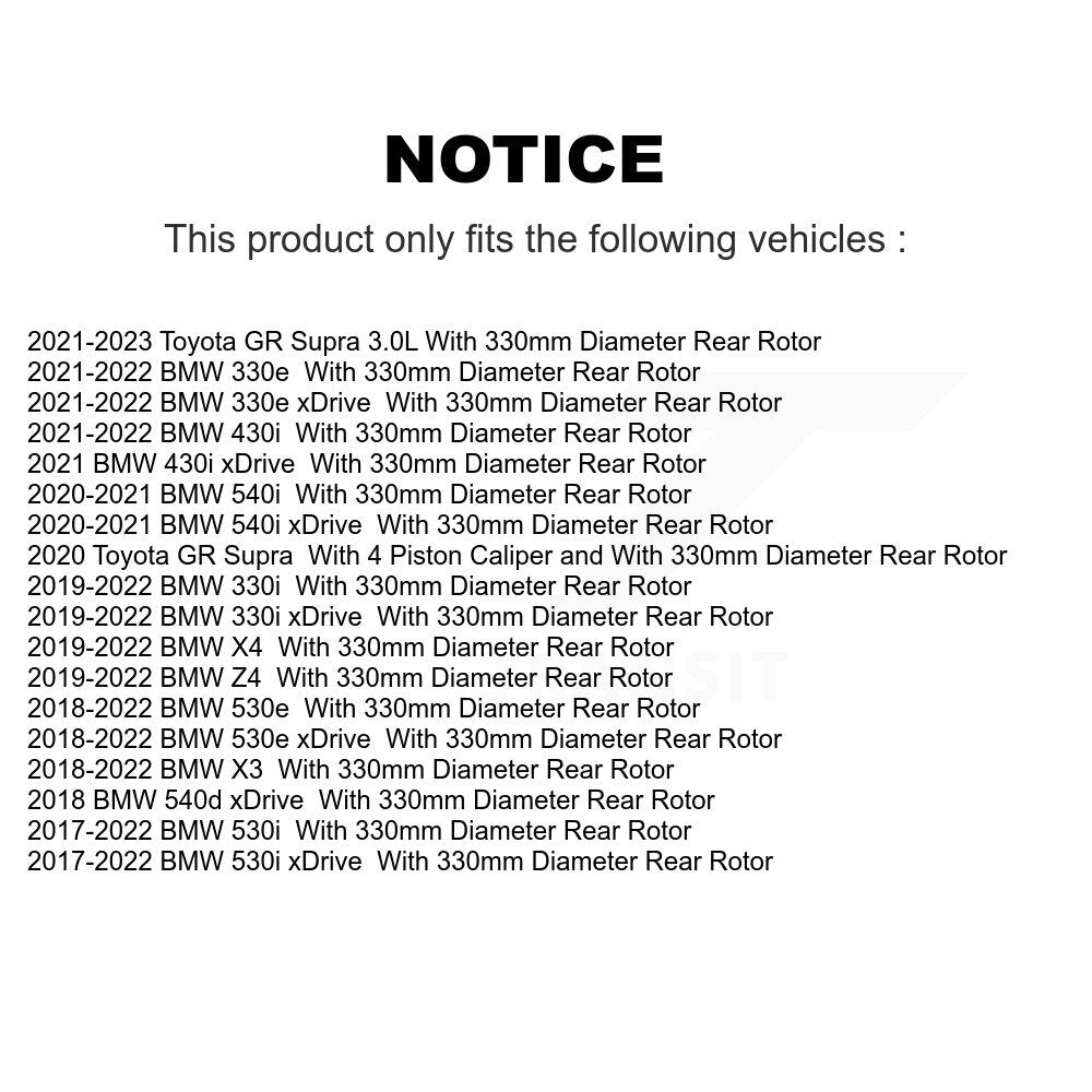 Rotor de frein à disque arrière gauche (1 pièce seulement) pour BMW X3 330i xDrive X4 530i Toyota