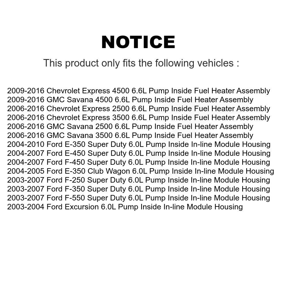 Pompe à carburant électrique, pour Ford Chevrolet GMC F-350 Super Duty Express 2500 Savana
