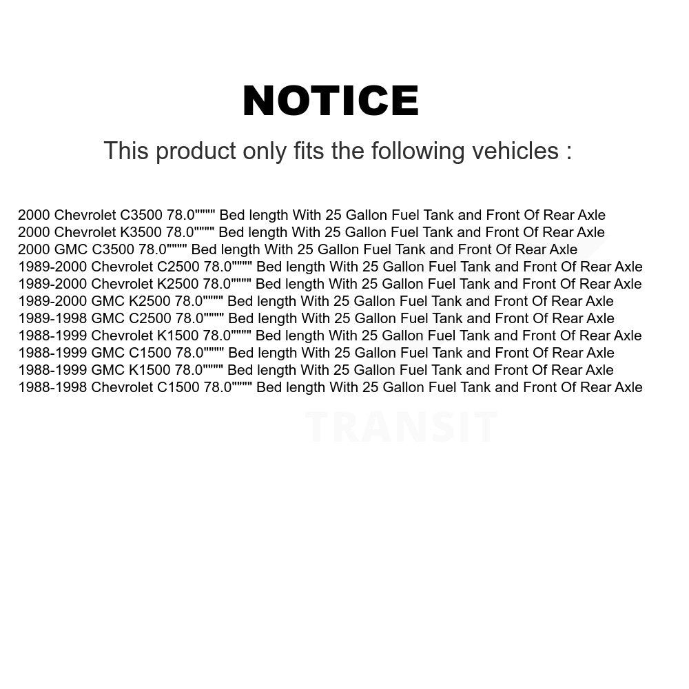 Sangle de réservoir de carburant, pour Chevrolet GMC K1500 C1500 K2500 C2500 K3500 C3500