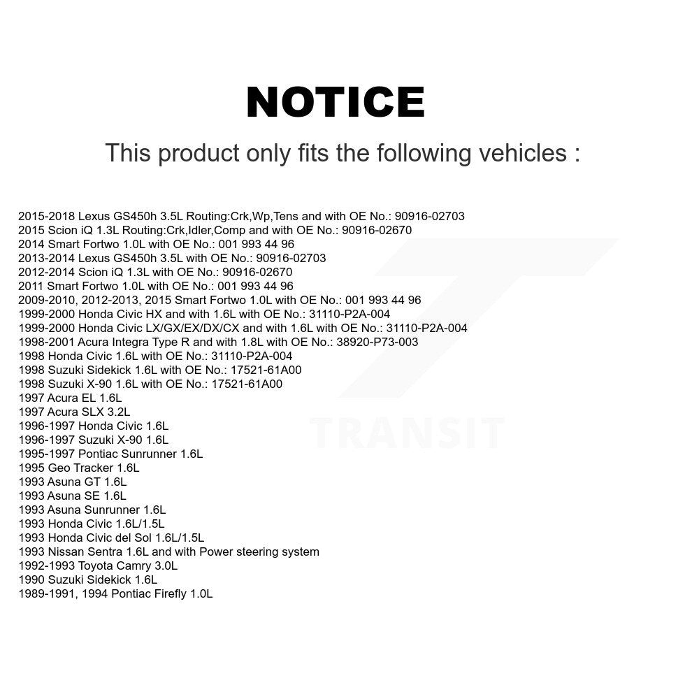 Courroie d'entraînement accessoire pour Honda Civic Smart Fortwo Acura Scion iQ Integra Toyota