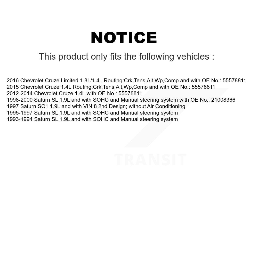 Courroie d'entraînement accessoire pour Chevrolet Cruze Limited Saturn SL SC1 BAN-5PK1400
