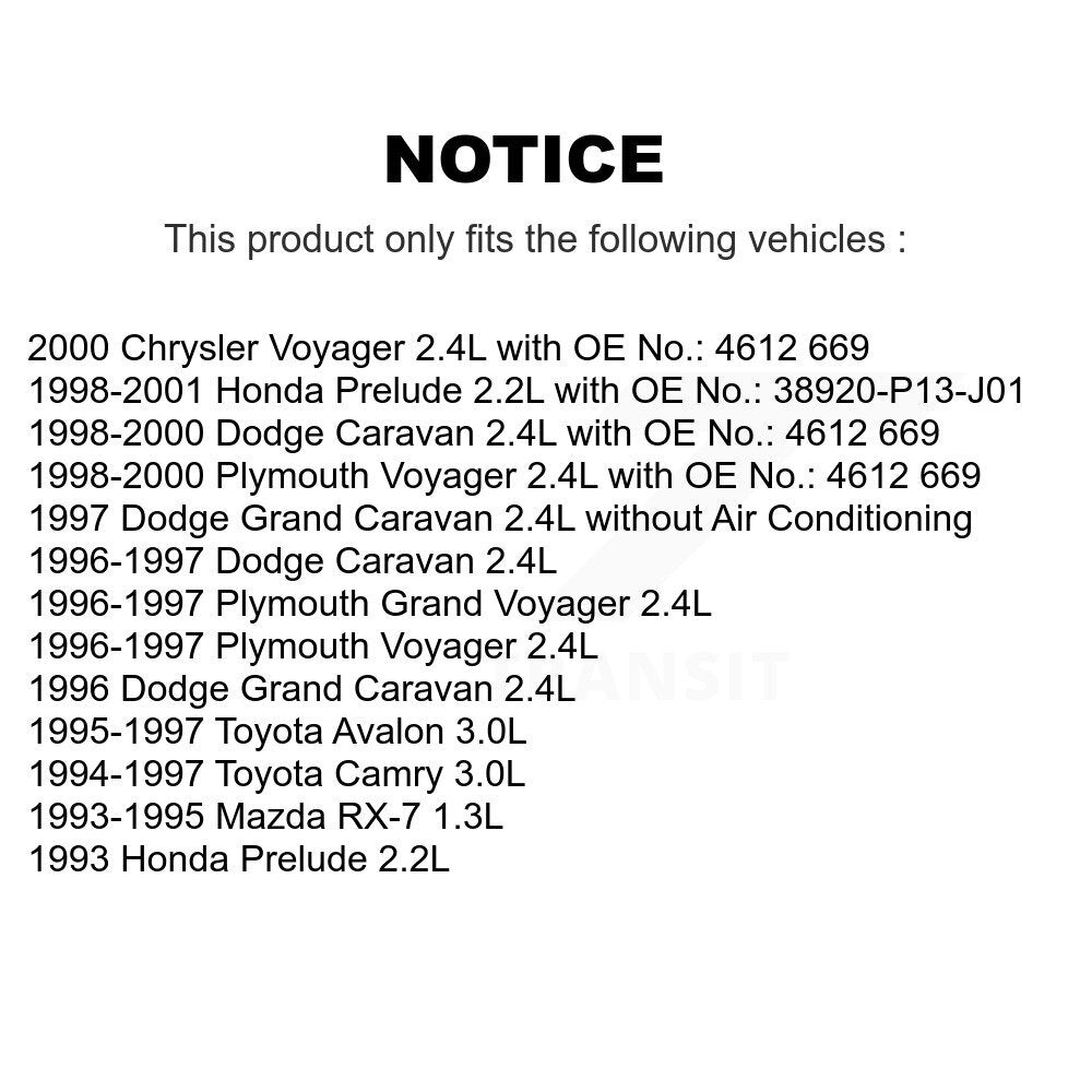 Courroie d'entraînement accessoire pour Toyota Camry Dodge Honda Prelude caravane Plymouth Gran