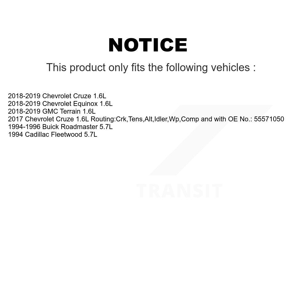 Courroie d'entraînement accessoire pour Chevrolet Cruze Equinox GMC Terrain Buick Roadmaster