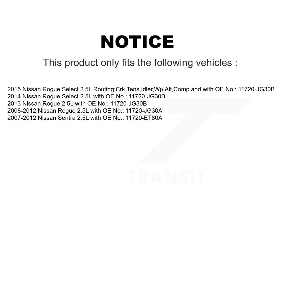 Courroie d'entraînement accessoire pour Nissan Rogue Sentra Select 2.5L BAN-6PK1808A