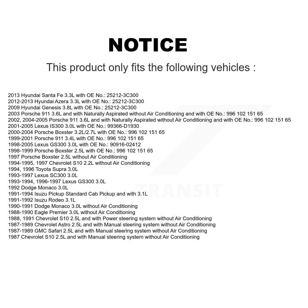 Courroie d'entraînement accessoire pour Porsche Boxster 911 Hyundai Chevrolet S10 Santa Fe GMC