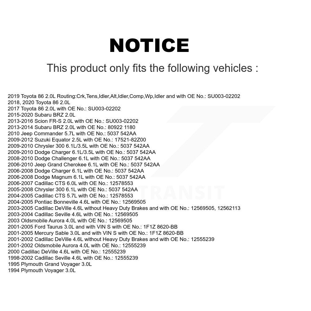 Courroie d'entraînement accessoire pour Dodge Chrysler 300 Jeep Grand Cherokee chargeur Cadilla
