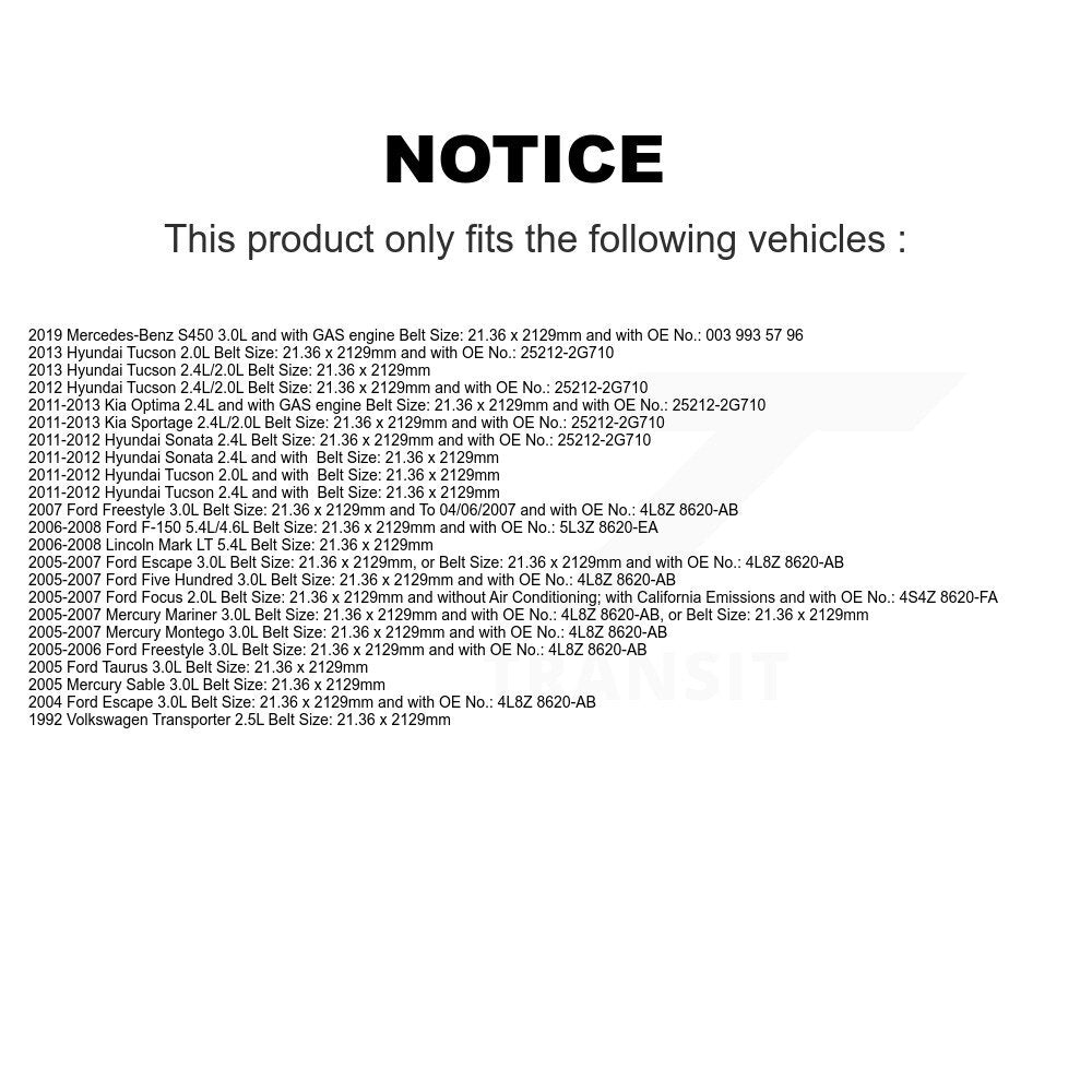 Courroie d'entraînement accessoire pour Ford Hyundai F-150 Tucson Kia Sonata Focus Escape Five