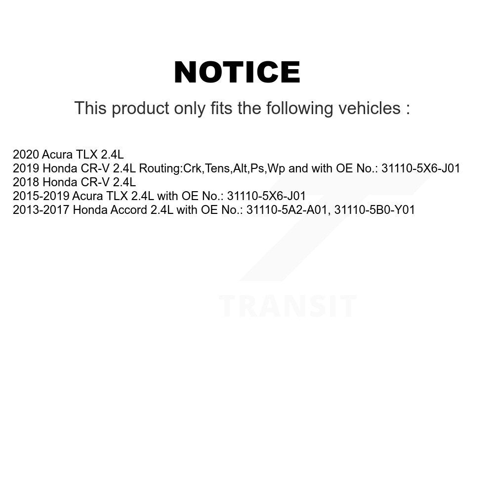Courroie d'entraînement accessoire pour Honda CR-V Accord Acura TLX 2.4L BAN-7PK1440