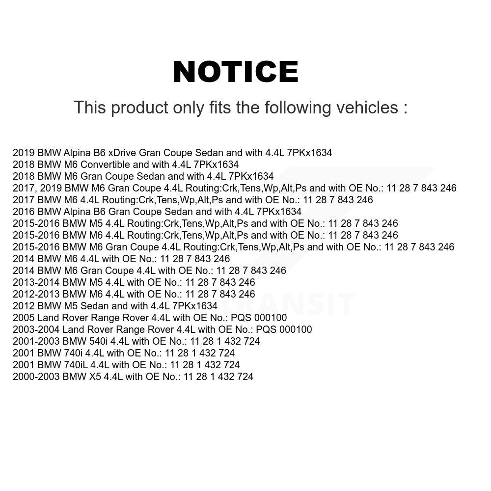 Courroie d'entraînement accessoire pour BMW X5 540i M5 Land Rover Range M6 740i Gran Coupé B6