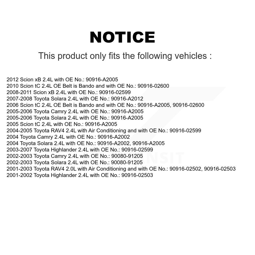 Courroie d'entraînement accessoire de pompe à eau, pour Toyota Camry Highlander RAV4 Solara Scion x