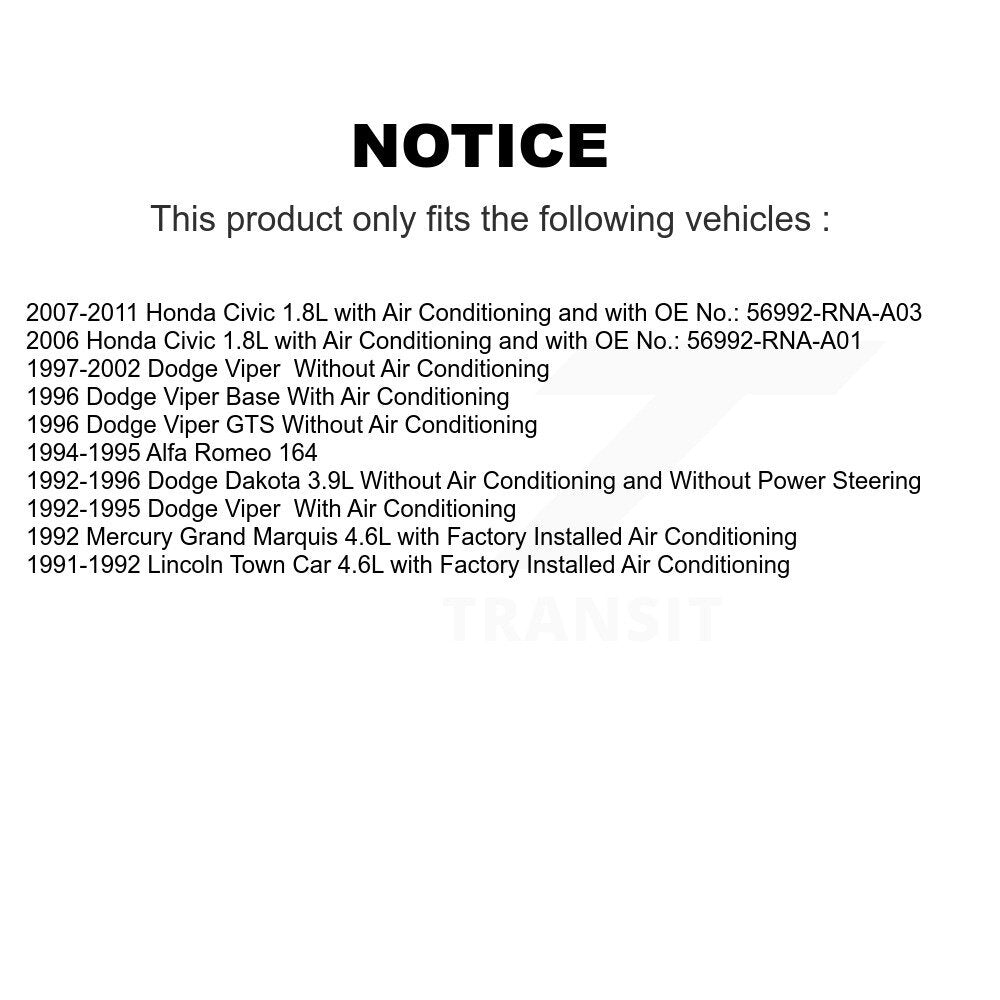 Courroie d'entraînement pour Honda Civic Dodge Dakota Viper Lincoln Town Car Mercury Grand 16