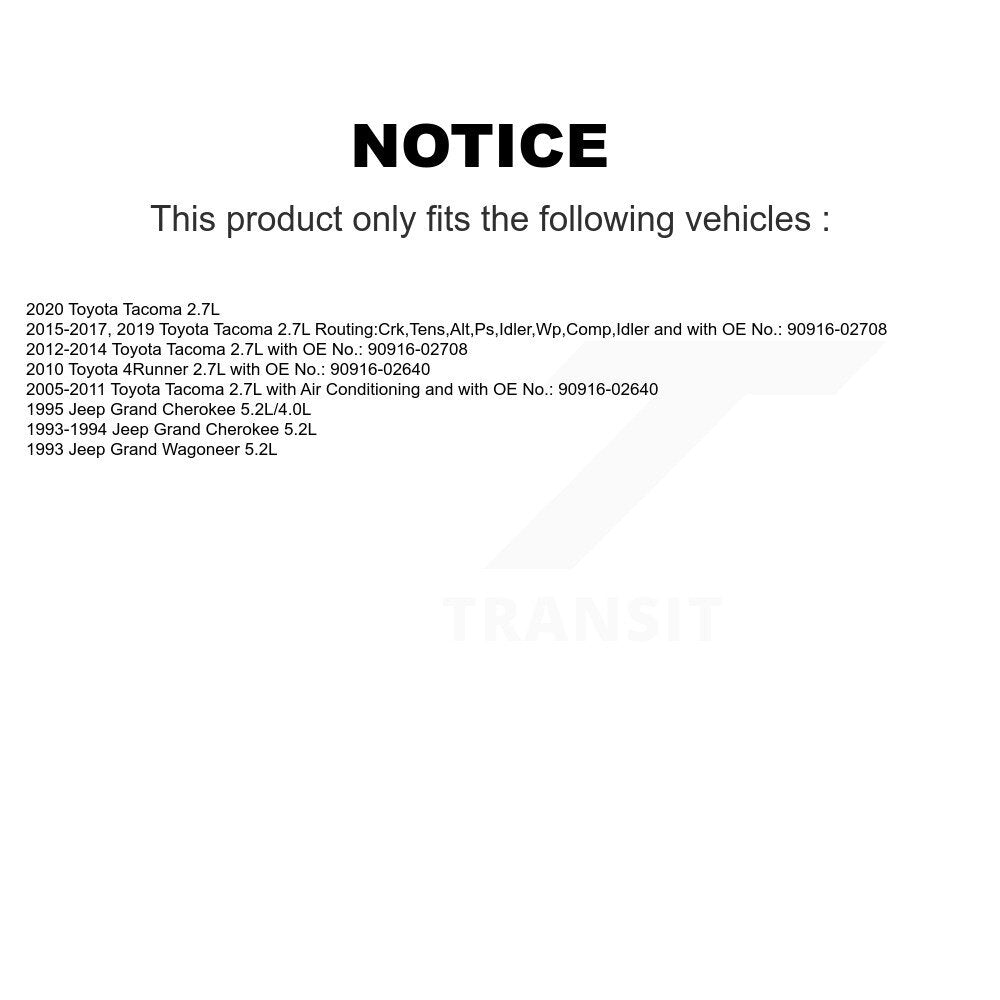 Courroie d'entraînement accessoire pour Toyota Tacoma 4Runner Jeep Grand Cherokee Wagoneer