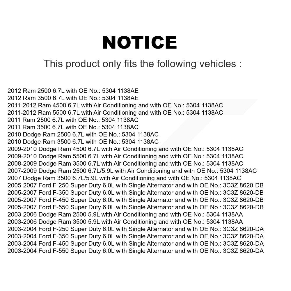 Courroie d'entraînement accessoire pour Dodge Ford Ram 3500 2500 F-350 Super Duty F-250 F-550