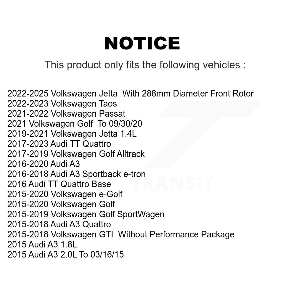 Plaquettes de frein à disque avant en céramique, pour Volkswagen Jetta Golf SportWagen Taos Audi GT