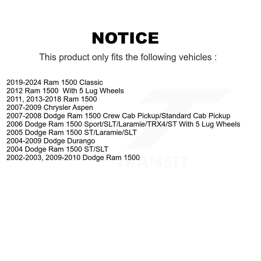 Rotor de frein à disque arrière pour Ram 1500 Classic Dodge Durango Chrysler Aspen