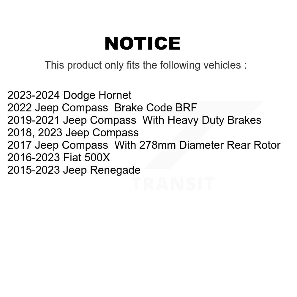 Rotor de frein à disque arrière, pour Jeep Compass Renegade Dodge Hornet Fiat 500X
