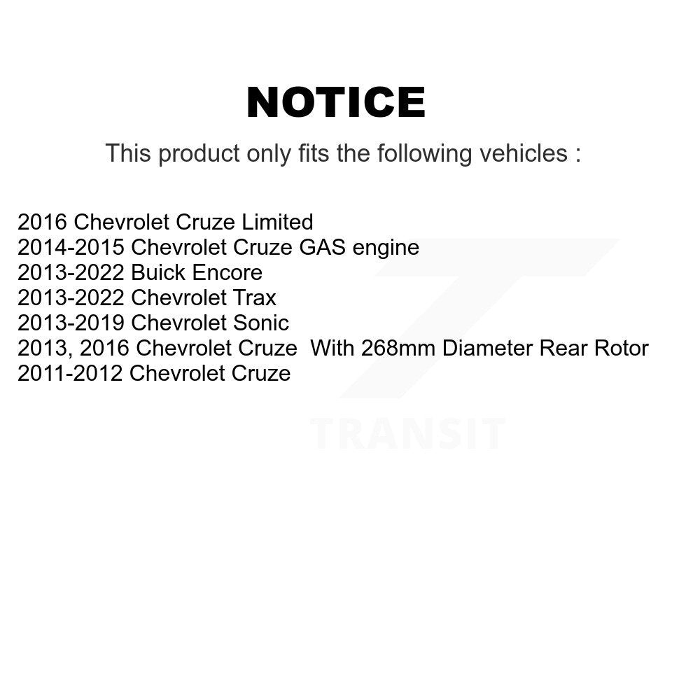 Rotor de frein à disque arrière, pour Chevrolet Cruze Buick Encore Trax Sonic Limited