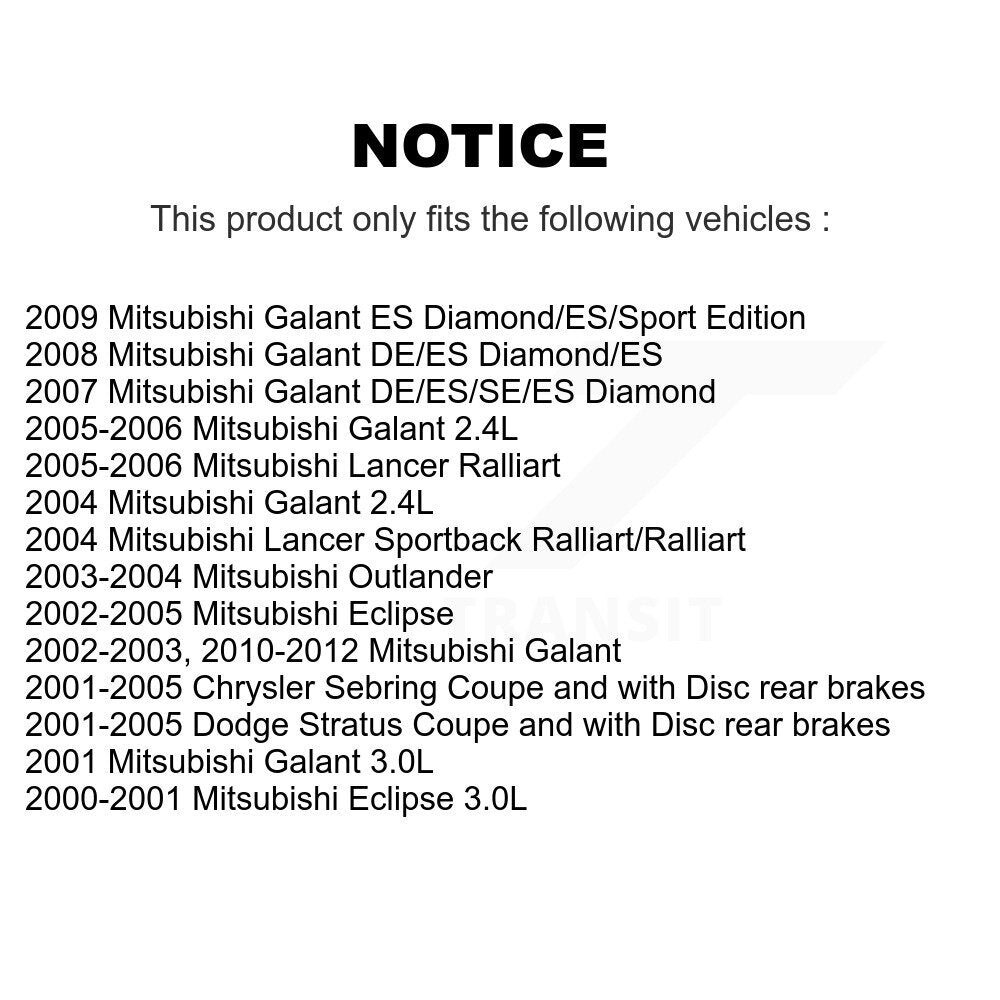 Rotor de frein à disque avant pour Chrysler Sebring Mitsubishi Lancer Galant éclipse