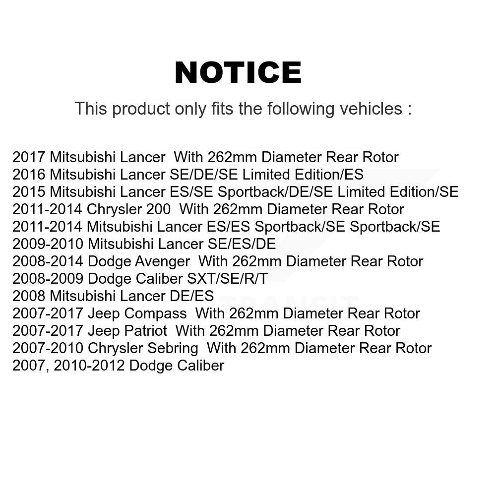 Rotor de frein à disque arrière, pour Jeep Mitsubishi Lancer Patriot Dodge Chrysler Compass