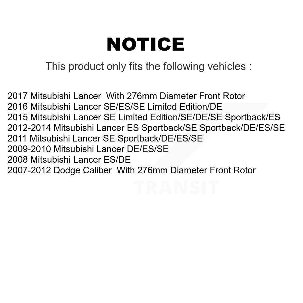 Rotor de frein à disque avant pour Mitsubishi Lancer Dodge Caliber GCR-780458