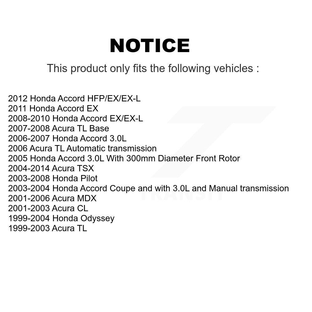 Rotor de frein à disque avant, pour Honda Accord Acura TSX Pilot TL Odyssey MDX CL